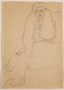 Assis vers la gauche, le haut du corps penché en avant, 1904-1905 - Gustav Klimt