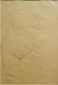 Nu féminin debout, légèrement tourné à droite (Étude) - Gustav Klimt