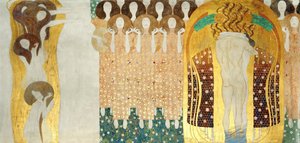 La Frise Beethoven, Détail : Les Arts, Chœur du Paradis, Étreinte, 1902 - Gustav Klimt