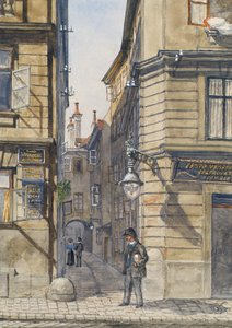 La rue Brunngasse avec le premier restaurant végétarien à Vienne - Gustav Korompay