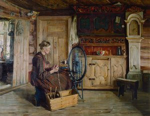 Intérieur de la ferme Sandbu à Vaga - Gustav Wentzel