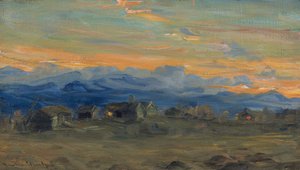 Ferme de montagne dans la lumière du soir - Gustav Wentzel