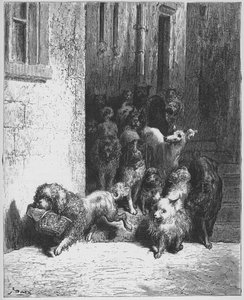 Le chien qui porte à son cou le dîner de son maître - des 