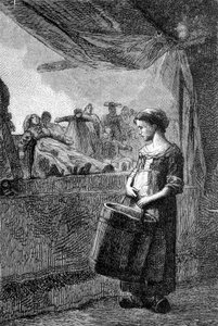 Cosette devant la boutique de jouets - dans "Les Misérables" de Victor Hugo, ill. par Brion, éd. Hetzel et Lacroix