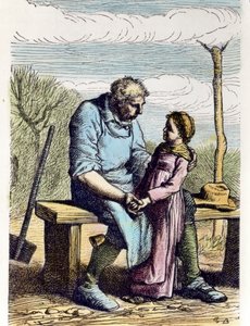 Cosette a la permission des Misérables. 1865 (gravure)