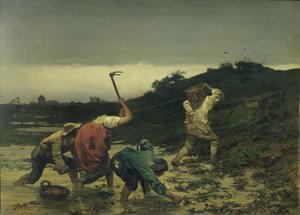 Paysans récoltant des pommes de terre pendant l