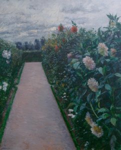 Allée de jardin et massifs de dahlias, Petit Gennevilliers - Gustave Caillebotte