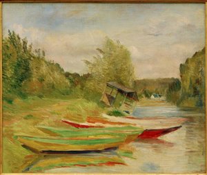 Barques et cabane, bord de Seine - Gustave Caillebotte