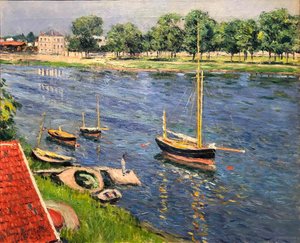 La Seine à Argenteuil, bateaux au mouillage, 1883 - Gustave Caillebotte