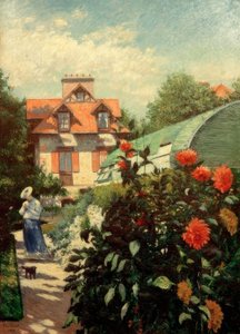 Le jardin, Petit Gennevilliers (Les dahlias, jardin du Petit Gennevilliers) - Gustave Caillebotte