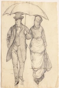 Homme et femme sous un parapluie - Gustave Caillebotte