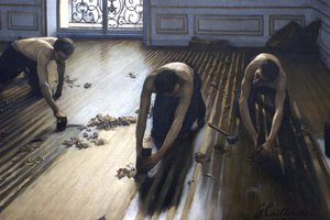 Les gratte-pieds - une partie de la peinture. - Gustave Caillebotte