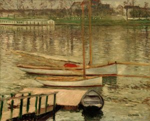 Voiliers au mouillage sur la Seine - Gustave Caillebotte