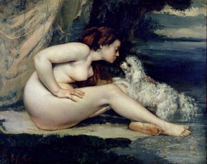 Femme nue avec un chien (Portrait de Léotine Renaude) 1861-62