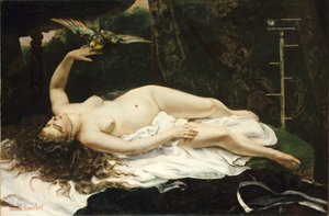 Français :  La Femme au perroquet Woman with a Parrot - Gustave Courbet