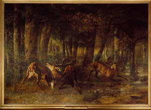 Rut de printemps, combat de cerfs - Gustave Courbet