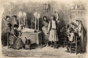 Une danse funéraire, pendant le jour mortuaire à Jijonas (province d