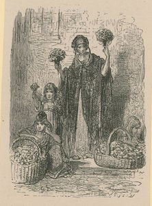 Un groupe de jeunes femmes vendant des fleurs dans des paniers - Gustave Dore