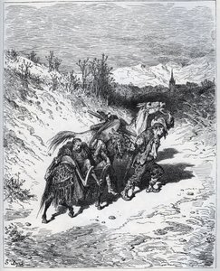 Un laboureur ramène Don Quichotte et Rossinante au village - de "Don Quichotte de la Manche" de Miguel Cervantes - Gustave Dore