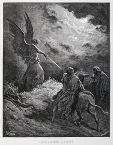 Un ange rencontre Balaam avec une épée, Illustration de la Bible de Doré - Gustave Dore