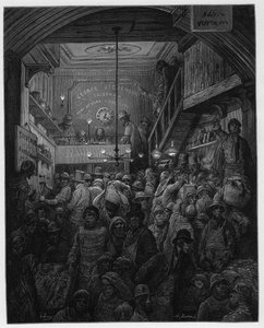 Billingsgate - Vente de poisson à la criée. Illustration pour Londres par Louis Enault illustrée par Gustave Doré - Gustave Dore