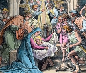 Naissance du Christ. Illustration de la Bible (non datée) par Gustave Doré (1832 - 1883) en 1866. Image date : vers 1890. Archives Carl Simon - Gustave Dore