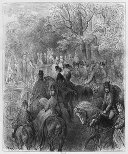 Carrosses et cavaliers à Hyde Park, illustration de 