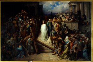 Christ quittant le prêtre. Après avoir été condamné par le peuple, Jésus-Christ commence le chemin de croix.