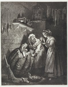 La marraine de Cendrillon et la citrouille, gravée par Heliodore Joseph Pisan (1822-90) c.1868 - Gustave Dore