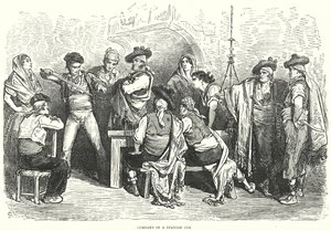 Compagnie dans une auberge espagnole (gravure) - Gustave Dore