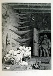 Croque-Mitaine; illustration de 1863, par Gustave Doré (1832-1883); artiste français, graveur, illustrateur. Croque-Mitaine (Le croque-mitaine) un personnage maléfique présenté aux enfants pour les effrayer et ainsi les rendre plus sages. - Gustave Dore