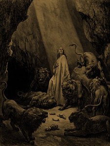 Daniel dans la fosse aux lions, par Doré. - Bible - Gustave Dore