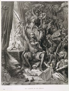 Don Quichotte dans sa bibliothèque, gravé par Heliodore Joseph Pisan (1822-90) c.1868 - Gustave Dore