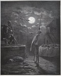 Don Quichotte veille sur ses armes - de « Don Quichotte de la Manche » de Miguel Cervantes - Gustave Dore