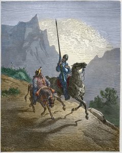 Don Quichotte avec Sancho Panza - Don Quichotte de la Manche par Miguel Cervantes - Gustave Dore