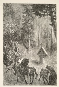 Escortant Guenever de Cameliard, des Histoires des jours du roi Arthur par Charles Henry Hanson, pub.1898
