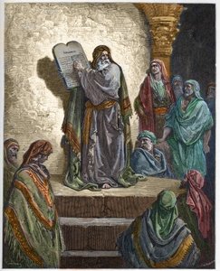 Esdras le Scribe lit la Loi au peuple - gravure dans « La Bible illustrée » par Gustave Doré (1832-1883) - Gravure de « La Bible de Doré »