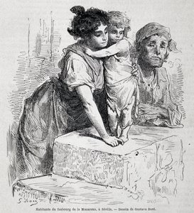 Famille du faubourg de Macarena à Séville - dess. par Gustave Doré, dans « Le Tour du monde », 2ème semaine 1865 - Gustave Dore