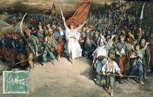 République française menant le peuple français à combattre les Prussiens, dessin de Gustave Doré (1870), Carte postale - Gustave Dore