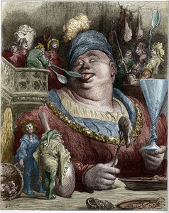 Gargantua, personnage des romans de François Rabelais (1494-1553), écrivain français. Illustration de Gustave Doré (1832-1883).