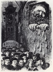 Gargantua pleurant la mort de sa femme - illustration de 