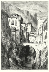 Grenade - Les rives du Darro (gravure) - Gustave Dore