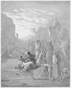 Moïse frappant le rocher à Horeb - Gustave Dore