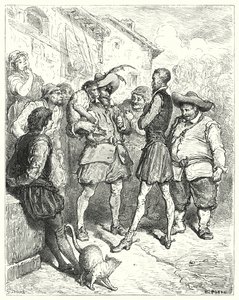 Don Quichotte de Gustave Doré : "À ces mots, Don Quichotte resta stupéfait" (gravure) - Gustave Dore