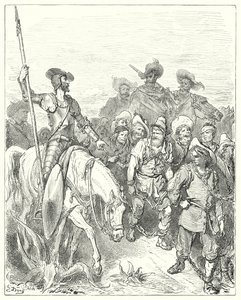 Don Quichotte de Gustave Doré: "Don Quichotte demanda au premier pour quels crimes il se trouvait dans ces circonstances misérables" - Gustave Dore