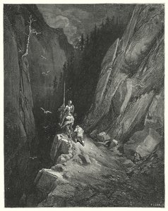 Don Quichotte de Gustave Doré : "Don Quichotte était transporté de joie de se retrouver là où il pouvait flatter son ambition avec l