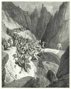 Don Quichotte de Gustave Doré : "Comment Don Diego Garcia, à lui seul, défendit le passage d