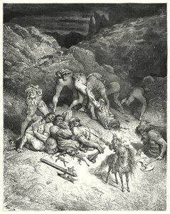 Don Quichotte de Gustave Doré : "Comment Felixmarte a coupé cinq géants par le milieu" - Gustave Dore