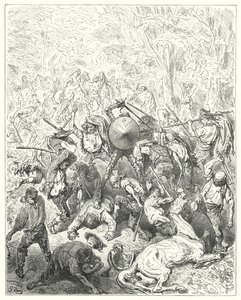 Don Quichotte de Gustave Doré : "Les Yanguesiens se saisirent de leurs leviers et de leurs bâtons" - Gustave Dore