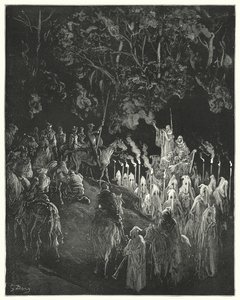 Don Quichotte de Gustave Doré : "La figure en robe se leva" (gravure) - Gustave Dore